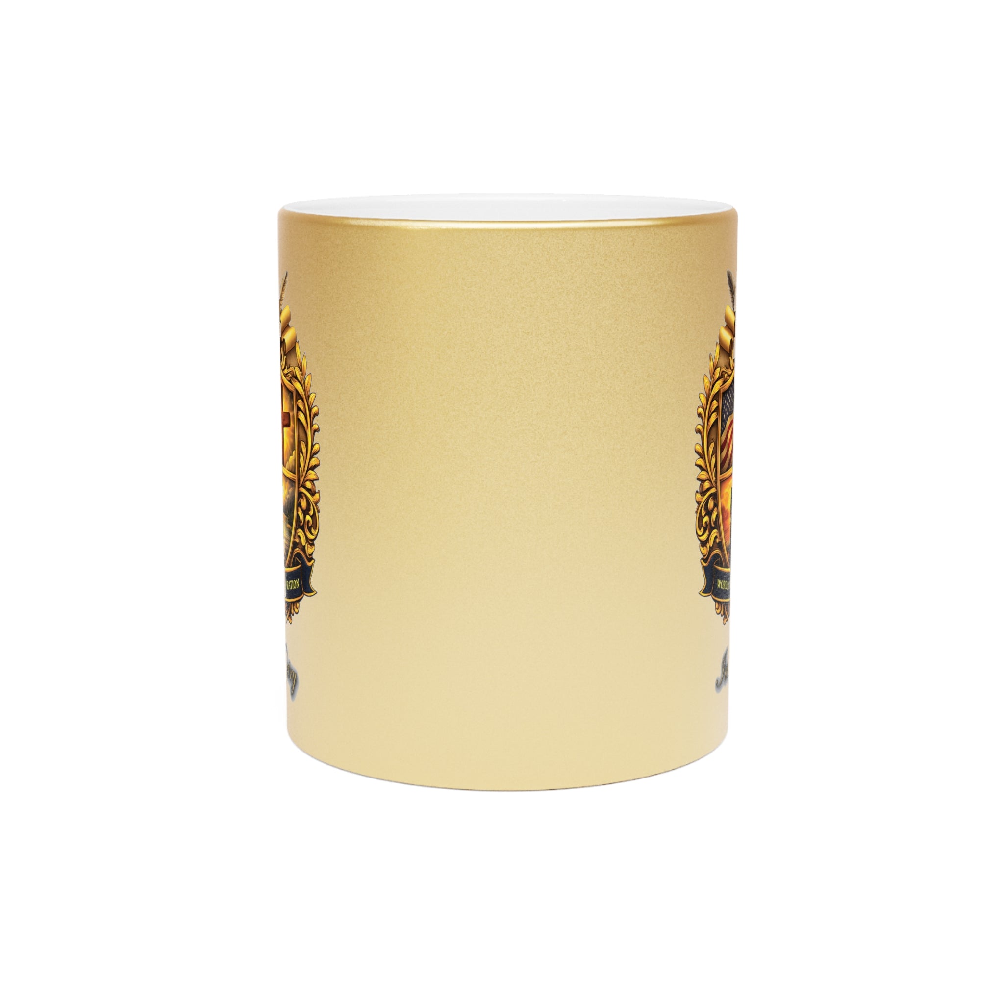 Imagine Poetry Signature Crest Logo Gold Metallic Mug