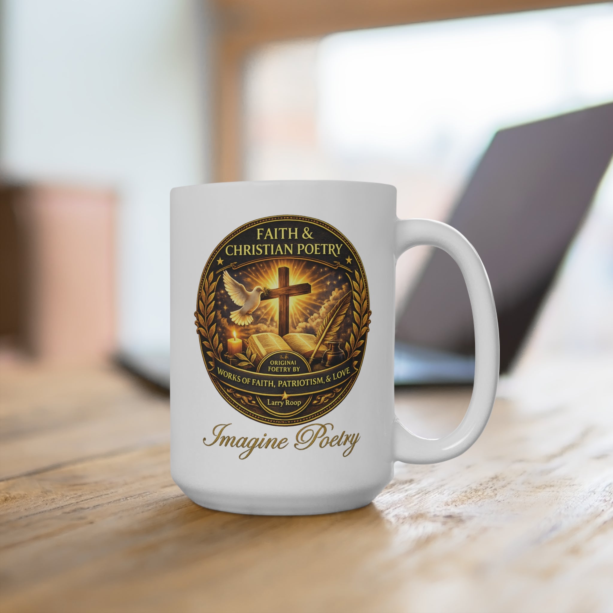 Imagine Poetry Christian Faith White Mug 15oz