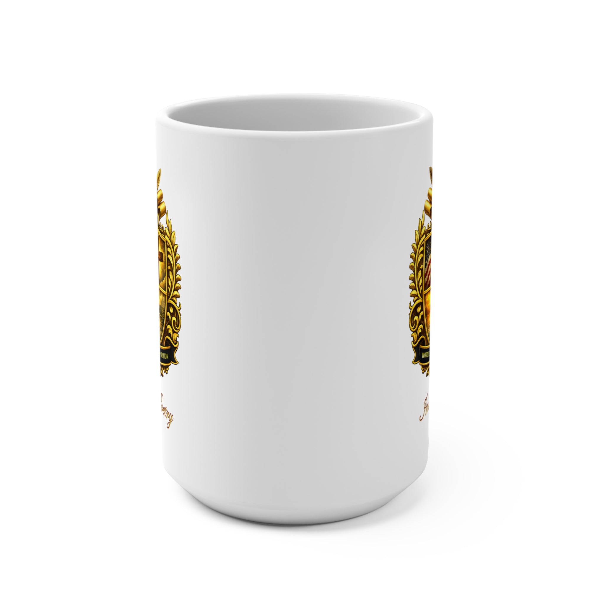 Imagine Poetry Crest Mug – Faith, Love & Inspiration (White Ceramic Coffee Mug)