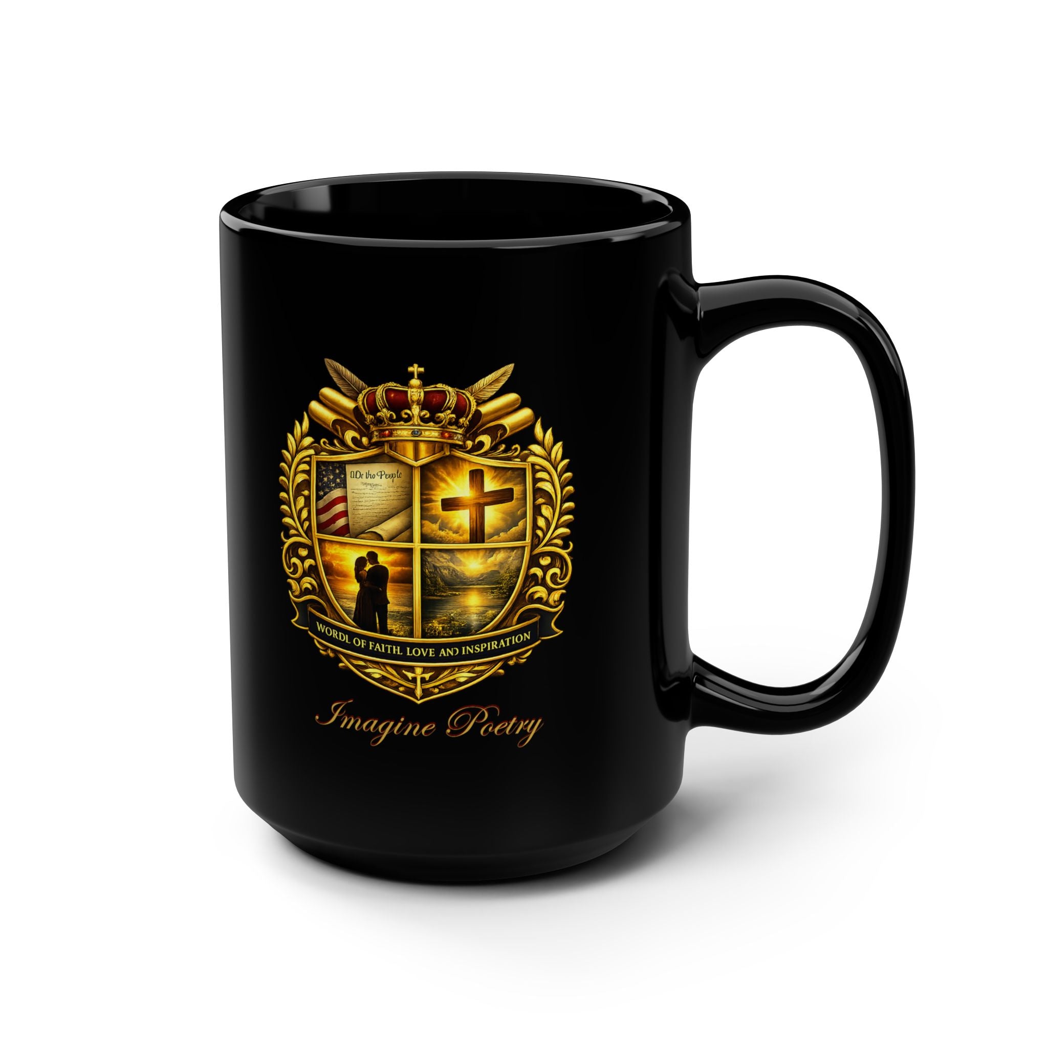 Imagine Poetry Signature Crest Black Mug
