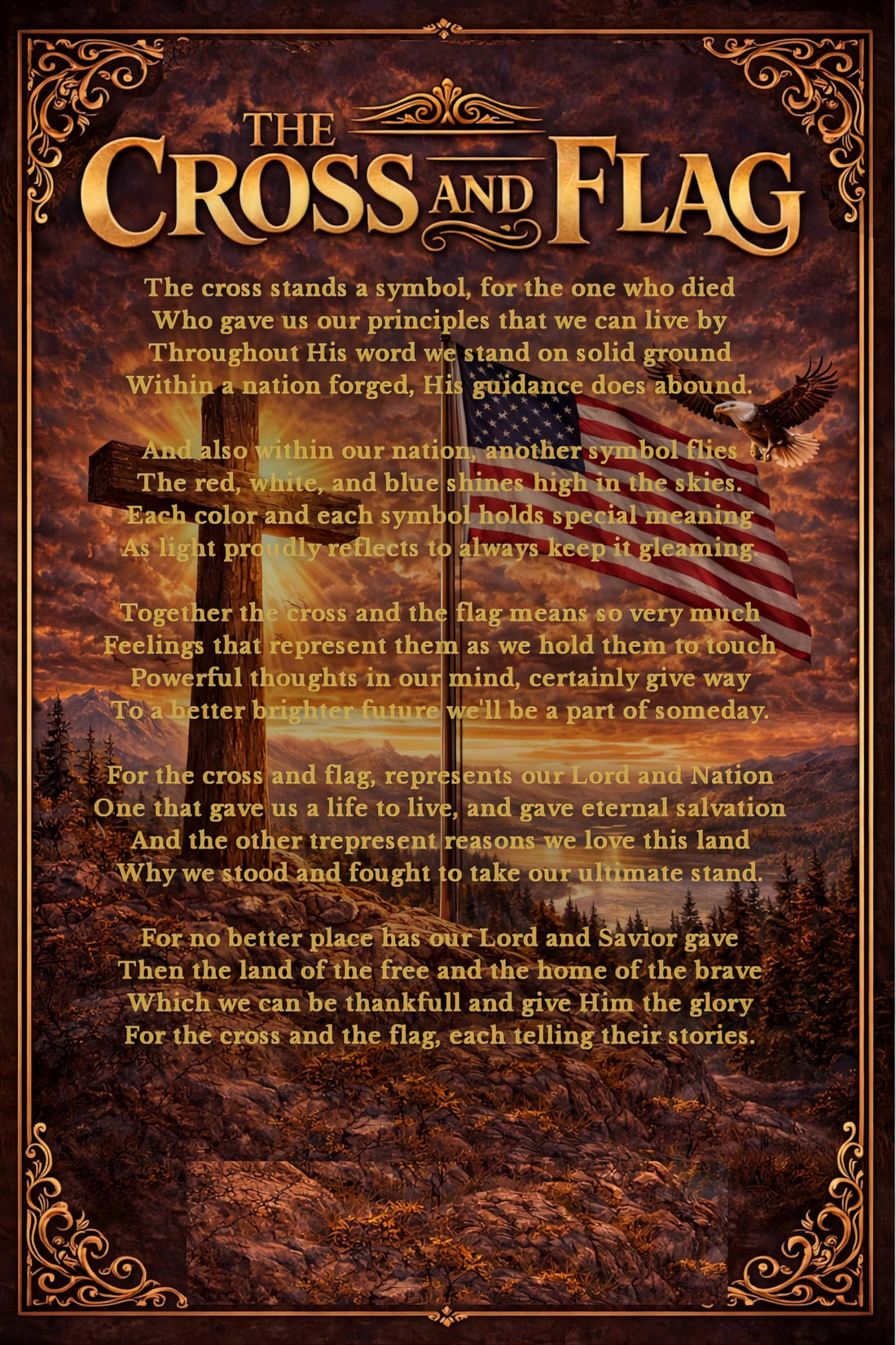 The Cross and Flag Poster